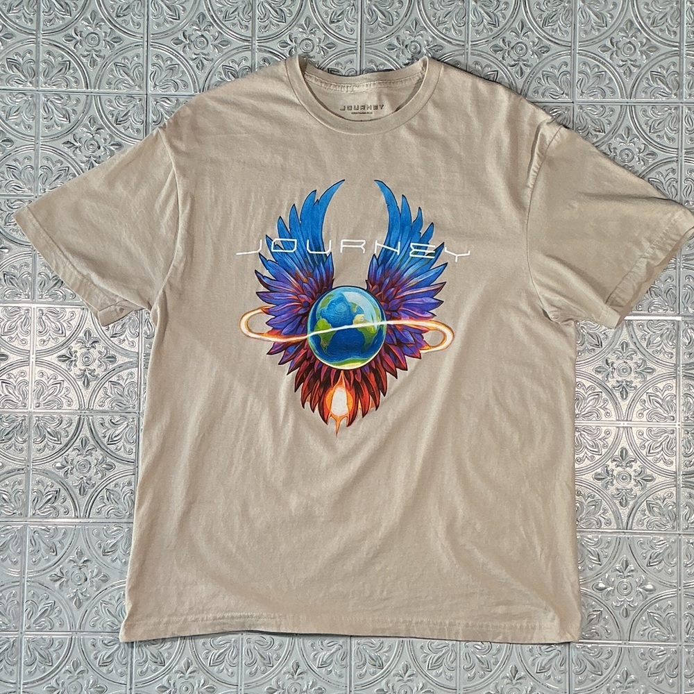 Journey Infinity Wings Graphic Band Tee Cream Large